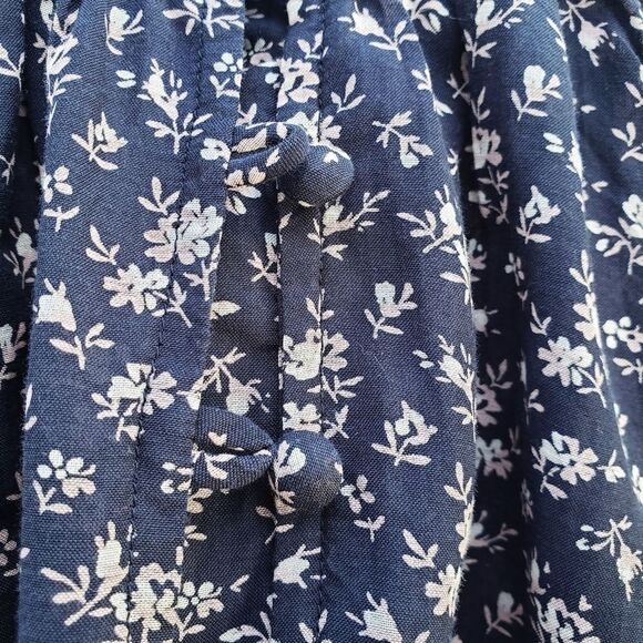 Joie Blouse Women's XXS Blue Senyana Navy Ditzy Cottagecore Floral Popover Top - Picture 8 of 16